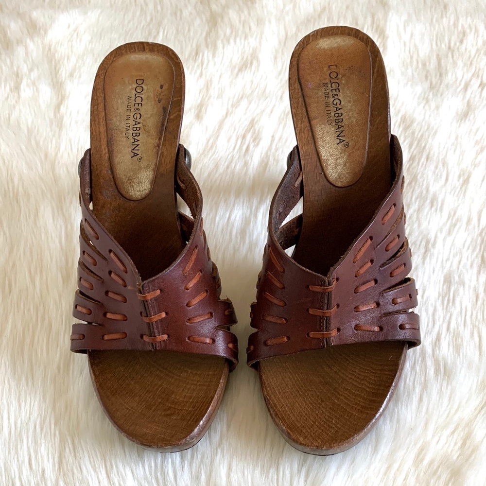 DOLCE & GABBANA Leather Platform Sandals - Picture 4 of 8